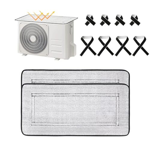 エアコン 室外機カバー 2枚セット 日除け しつがいきカバー 両面アルミ 室外機日除けパネル 日よけ 雨よけ 省エネ 節電 UVカット 簡単取り付け