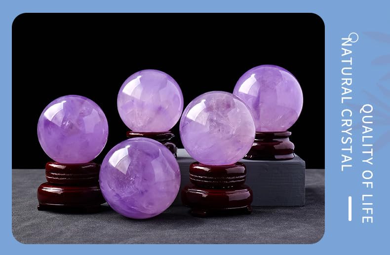 NIBHZ Bola De Amatista De Guardián Natural, Piedra Preciosa En Bruto, Regalos Artesanales Pulidos, Esfera De Piedra De Cristal De Cuarzo Púrpura, Decoración del Hogar,Púrpura,65~70mm