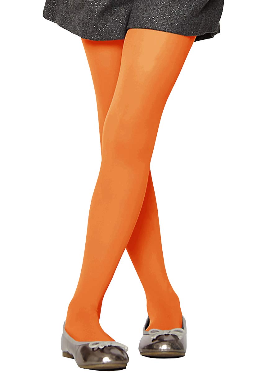 AG FASHION Girls, Baby Childs Tights Pantyhose 16 Bright Colors 3 Sizes Age 2-11 (S (2-4 YEAERS, Height range 65-90cm), Orange)