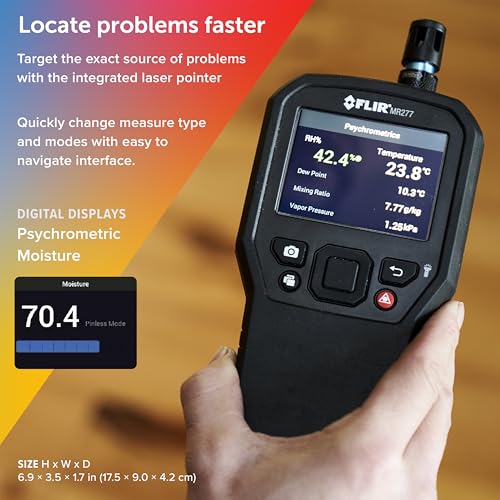 Image of FLIR MR277 Moisture Meter, MSX IR Camera & Hygrometer for Building Inspection | 160x120 thermal, MSX, non-invasive sensor, building inspection, air leaks, insulation voids, documentation