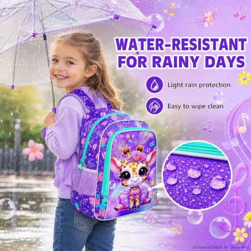 Image of CCJPX 3PCS Kids Backpack for Girls,16 inch Ballet Giraffe Preschool Backpacks with Lunch Bag, Cute Water Resistant Kindergarten School Bookbag for Elementary Kids Teen Travel