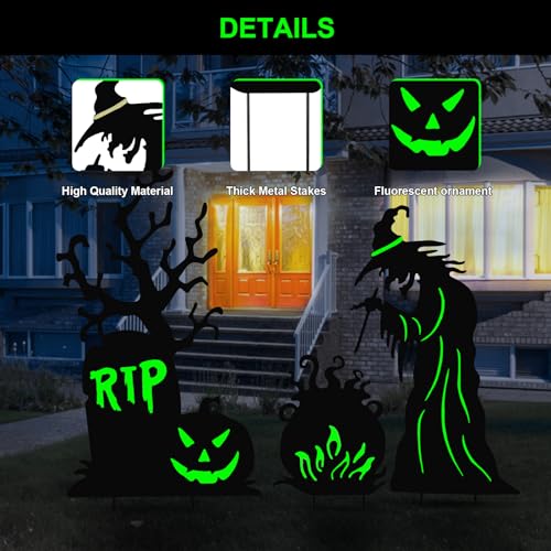 3 Pcs Halloween Witch Yard Signs Metal Stakes Outdoor Decoration - image 4