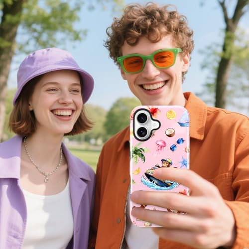 Image of Magnetic for iPhone 17 Case for Women Girl, Monkeys | Stylish Monkeys Pattern Design [Compatible with MagSafe] 2-Layer Hybrid Shockproof Glossy Protective Cover