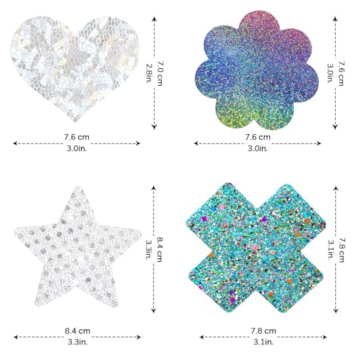 Image of Glitters Pasties Rave Pack Nipple Covers Stickers Disposable Sticky Breast Petals Bra Set for Women Rave Outfit Party