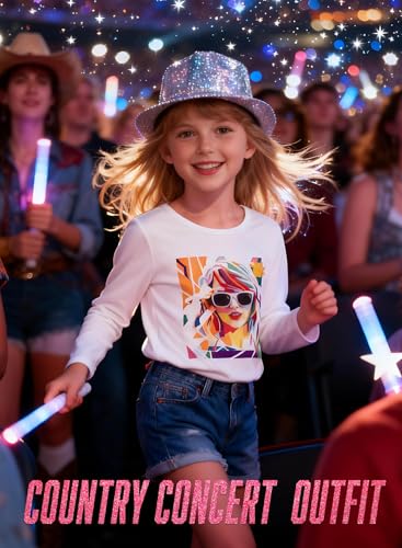Image of Girl Country Music T-Shirt - Kids Singer Letters Graphic Birthday Shirts Gifts Fan Song Tour Concert Outfit Top
