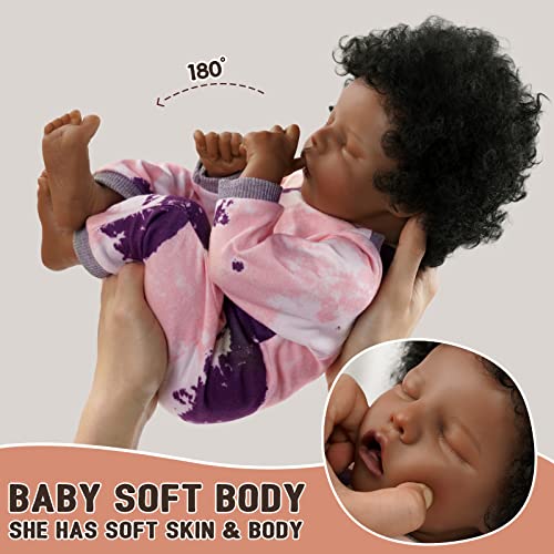 Muñeca realista bebé 17 pulgadas cuerpo suave y rizos miniatura 2
