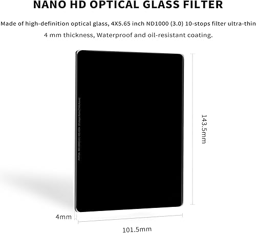 Miniatura 4 de FOTGA Nano 4 x 5.65 ND1000 Filtro de densidad neutra, vidrio óptico ND3.0 (10 paradas) Recubrimientos multicapa MC Cinema Square ND Filtro para caja
