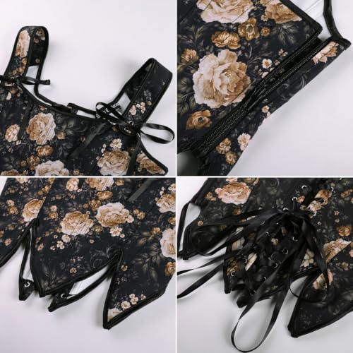 Image of Scarlet Darkness Women's Renaissance Corset Tops Floral Boned Bodice