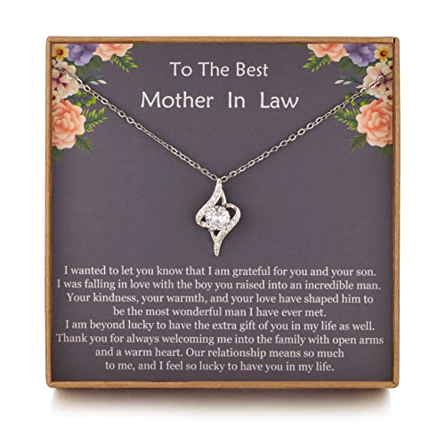 Mother in Law Gifts from Daughter in Law - Sterling Silver Cubic Zirconia Pendant, Mom & Mother's Day Gift, Christmas/Wedding Jewelry
