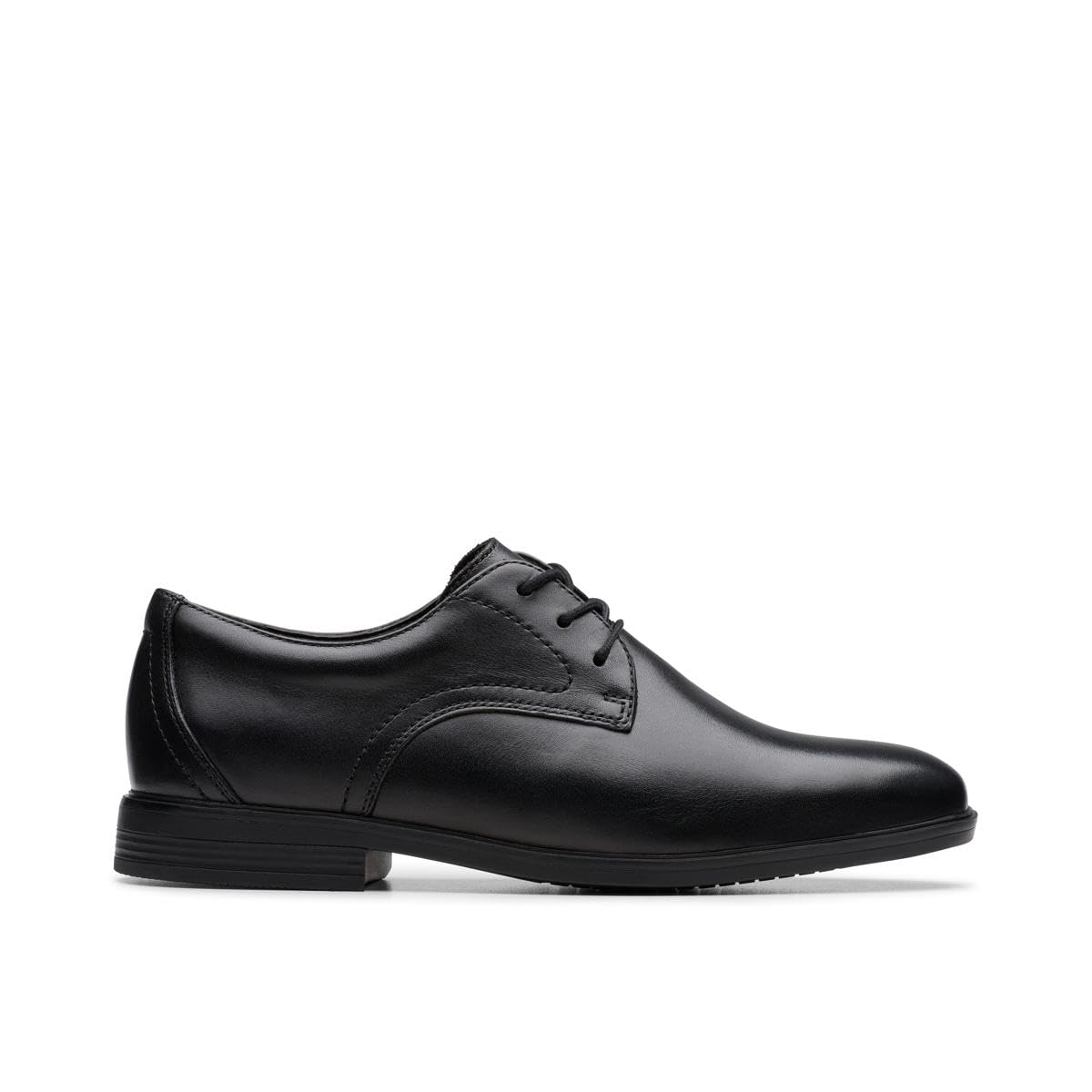 Clarks Boys Black  Jonwin Step Y Senior School Shoes - Size 3 (Older)/G (Wide) Kids