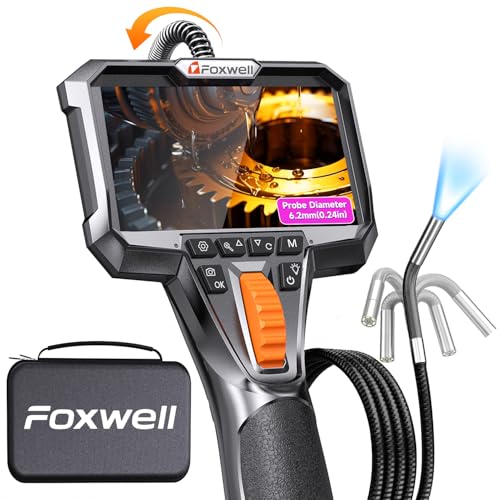 FOXWELL Y400 Two-Way Articulating Borescope with Light, 0.24in...