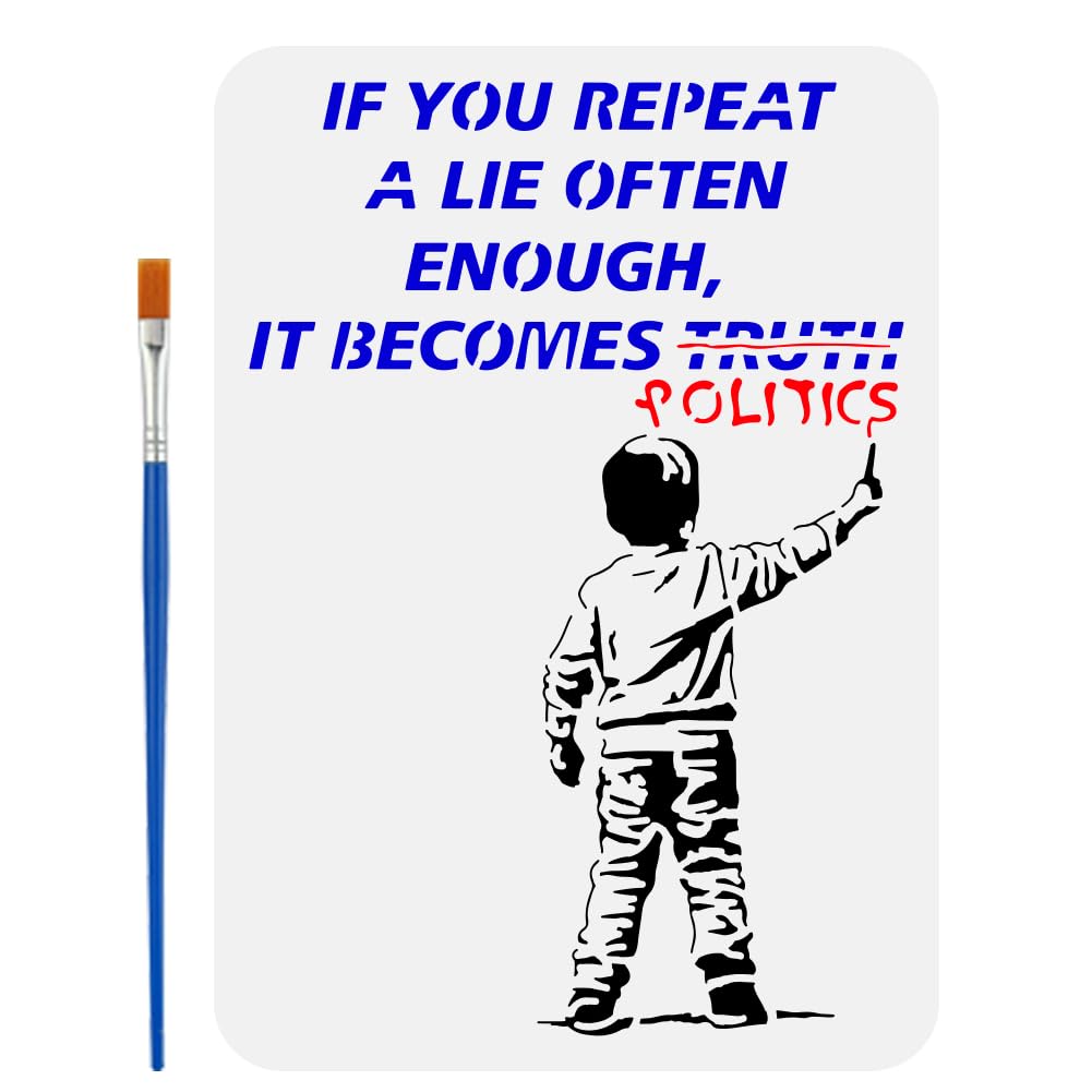 FINGERINSPIRE Banksy Words Painting Stencil 21x29.7cm Banksy Boy Writing Template with Brush