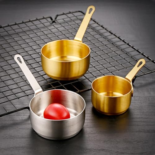 100ML Stainless Steel Small Saucepan, Milk Pot Butter Warmer, Mini Multipurpose Sauce Pan Long Handle Pot For Home, Restaurant(Silver（100ML）)
