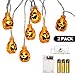 Produktbild [2 Stück] Kürbis Halloween Lichterketten,10,5Ft 30 LED batterie betriebene orange Halloween-Lichter,2 Modi Flash/Steady On Jack-O-Lantern Kürbis-Lichter für Halloween-Dekorationen