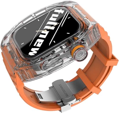 Bracelet Apple Watch fluororubber premium et son boîtier transparent haute protection