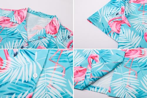 Image of SANGTREE Girls & Women's Hawaiian Shirts Button Down Short Sleeve Floral Tropical Shirt Beach Vacation Blouse Tops