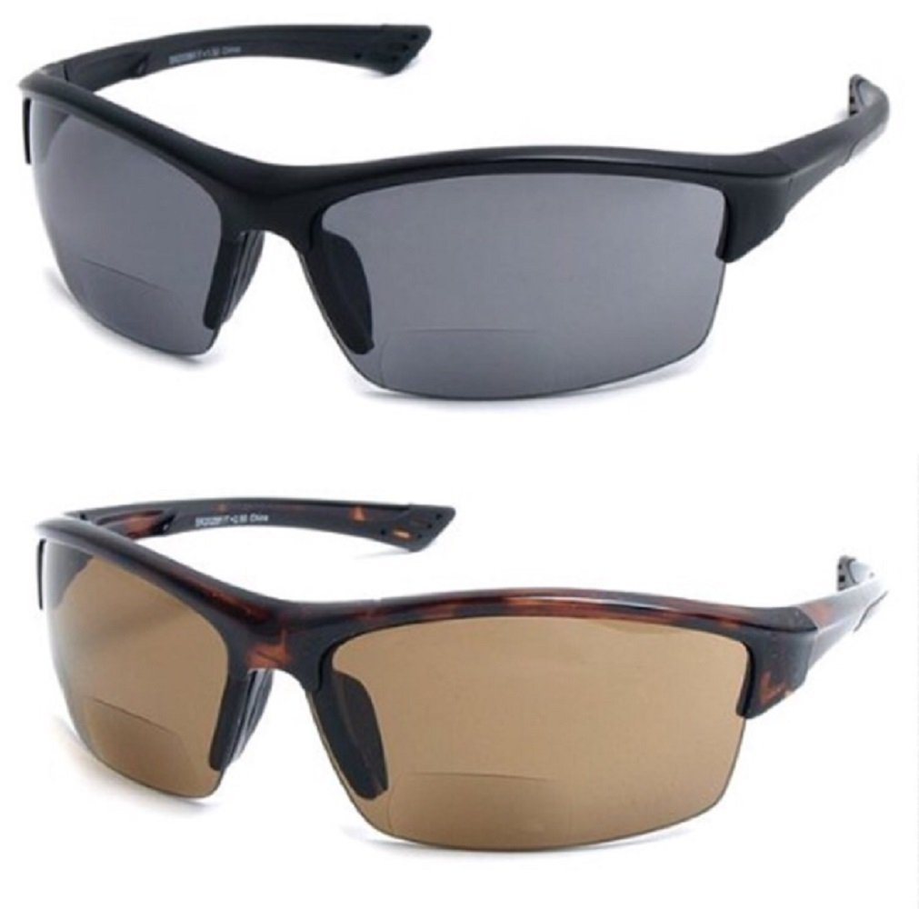 The Foster Bifocal Sun Reader Sport and Wrap Around Reading Sunglasses, Unisex Half Frame Readers