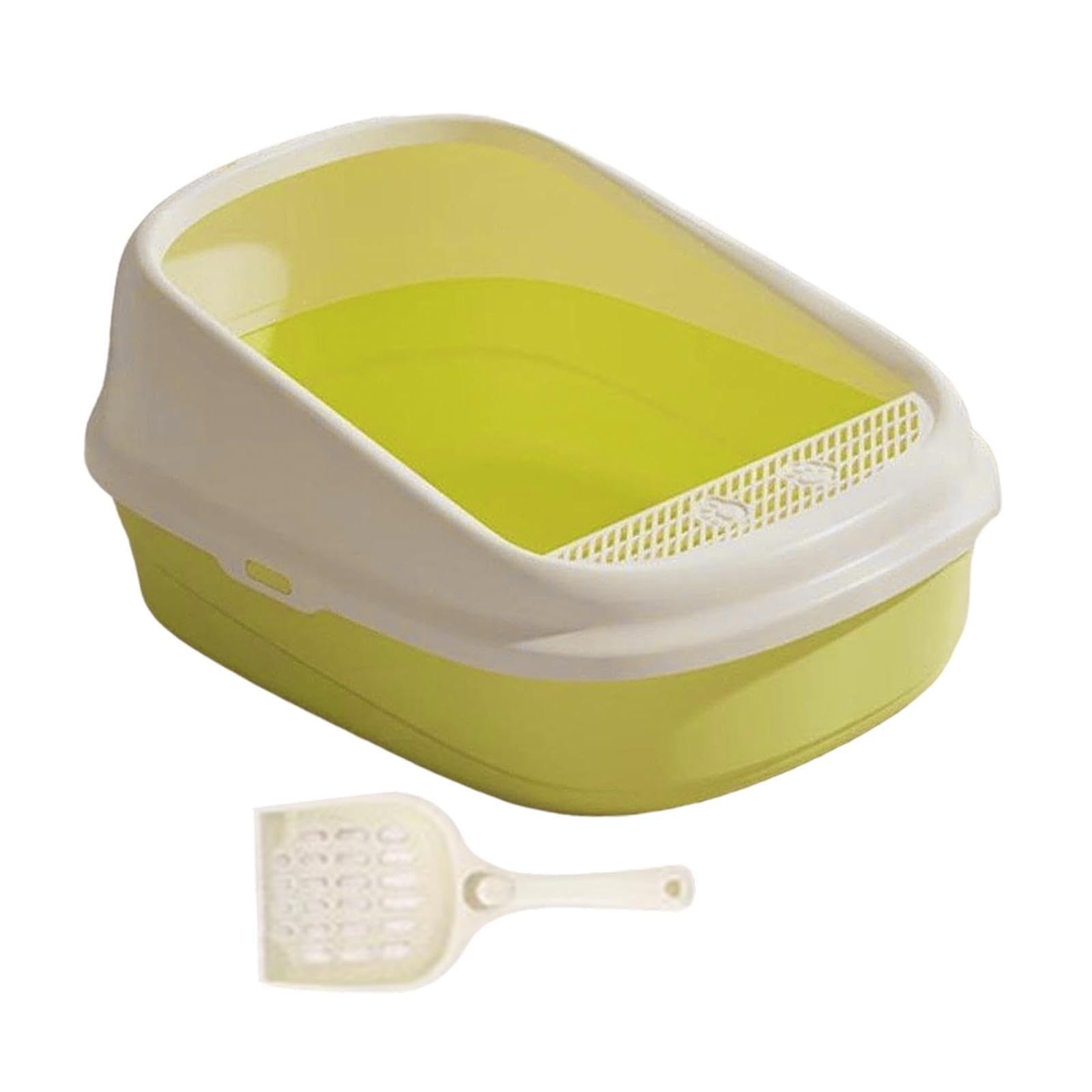 Katzenklo Halbgeschlossen Katzenstreu Box Katzen Toilette Katzenkiste Katzenwanne mit Trittschutzplatte Und Hoher Umrandung Glatte PP Fläche für Langl, XL Grün
