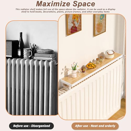 Étagère flottante pour radiateur bois noir sans perçage protège vos murs des traces