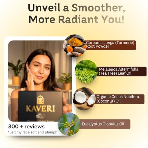 Image of KAVERI Turmeric Handmade Soap Bar - Cold-Processed Ayurvedic Cleansing Bar, SLS-Free - 110g