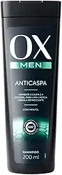 Shampoo Anticaspa OX MEN Com Mentol para Homens, 200ml, Combate Caspa e Coceira, Limpeza Diária e Refrescante, Sistema de Beleza Duradoura