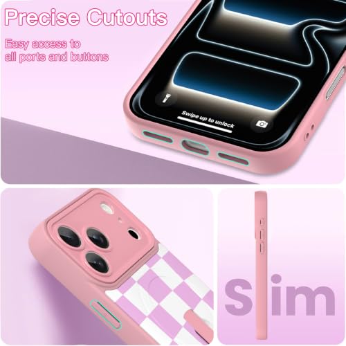 Image of ZIYE for iPhone 17 Pro Case Checkered Compatible with Magsafe Pink & White