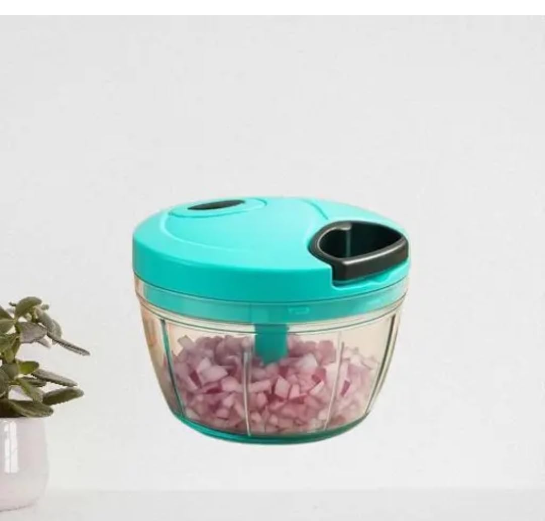 manual pull string vegetable chopper with transparent bowl c | hand-powered, pull cord mechanism, multi-blade cutter, easy grip lid, kitchen tool
