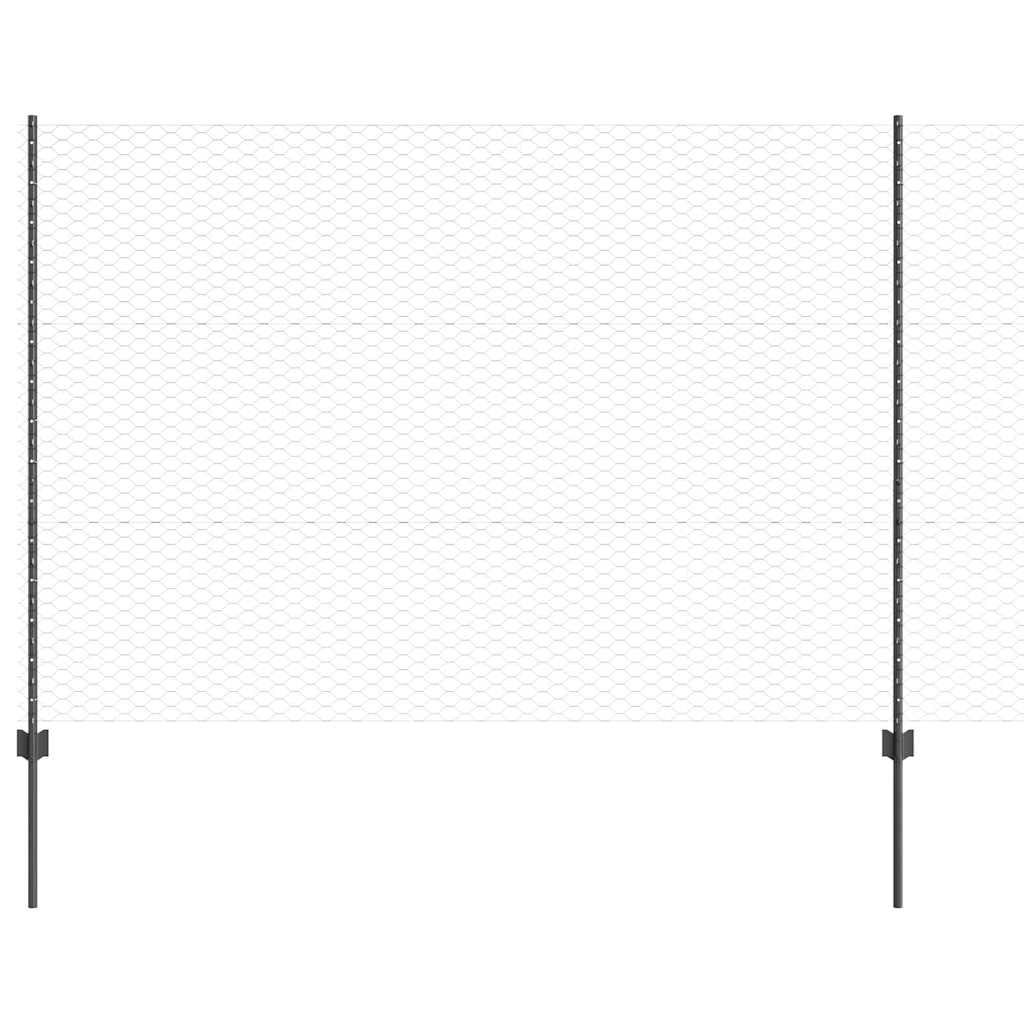 Grey Steel PVC Fence Roll with Posts 1.5 x 50 m Outdoor Garden Privacy Screen for Terrace Patio Backyard Boundary Easy Assembly