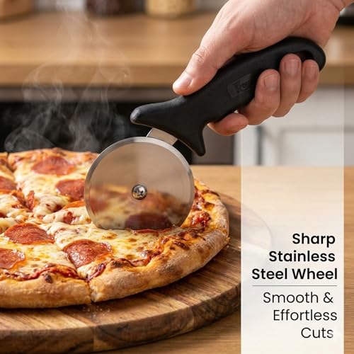 Image of Royal Stainless Steel Large Pizza Cutter | Premium Pizza Cutter - Ideal for Cutting Pizza /Sandwich /Breads /Burger /Paratha | Rotating Slicer