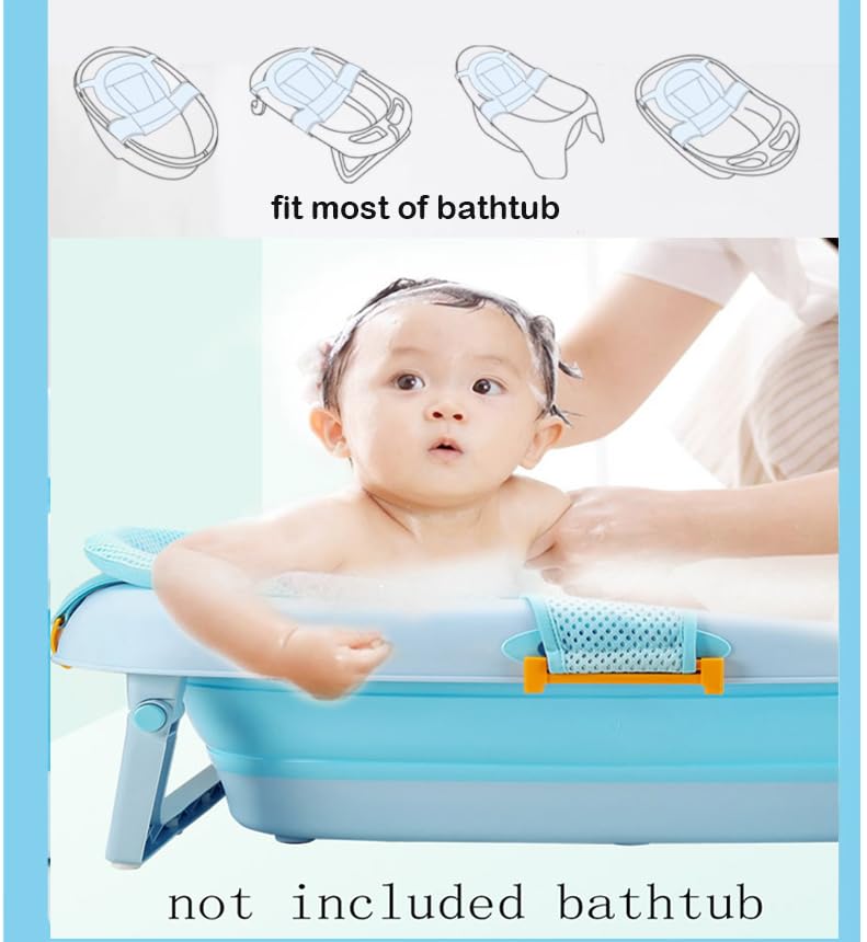 Image of Haozaikeji Baby Bath Seat Support Net Infant Bathtub Mesh Cushion Newborn Baby Shower Lie Seat Toddler Bathing Breathable Mat Shower Pad for 0-3 Years