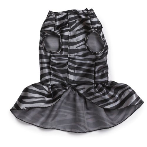 Zack & Zoey Polyester Platinum Print Zebra Dog Dress, Small, Black