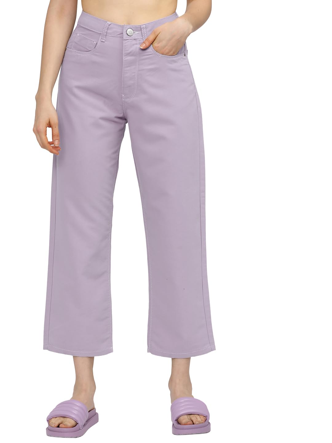 Women's Wide Leg Cropped Jeans | Stretchable Mid-Rise Jeans Pant-image-29