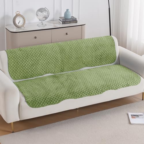Image of HOKIPO Quilted Sofa Cover 3 Seater for Seat & Back, Washable Kids & Pet Friendly Sofa Cover, 'Quilt Classic' Green (IN-927-GRN*2)