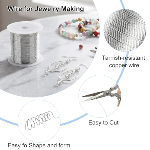 Image of Tenn Well Jewelry Wire, 26 Gauge Copper Craft Wire, 328 Feet 0.4mm Bendable Metal Wire for Jewelry Making, Sculpting, Floral Making, Wreath Making, Crafting, Christmas Ornaments (Silver Color)