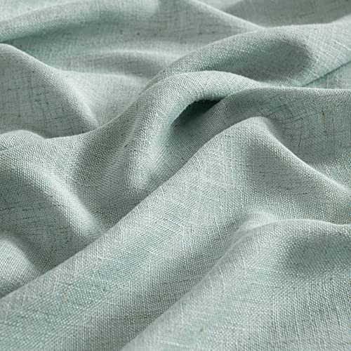 MIULEE Sea Green Linen Curtains 72 Inch Length for Bedroom Living Room, Soft Thick Linen Textured Window Drapes Semi Sheer Light Filtering Back Tab Rod Pocket Burlap Look Aqua Decor, 2 Panels