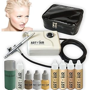 FAIR Complexion Professional Airbrush Cosmetic Makeup System / 4pc Foundation Set with Blush, Bronzer, Shimmer and Primer Makeup Airbrush Kit
