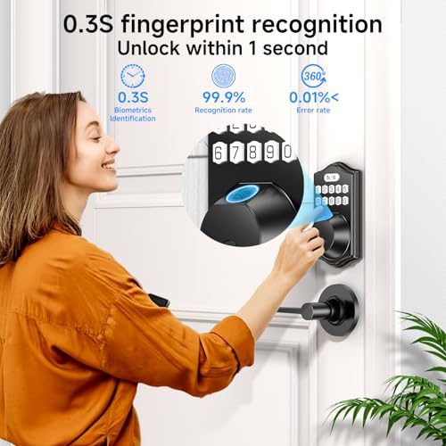 Front Smart Door Lock with Handle Set - Keyless Entry Deadbolt