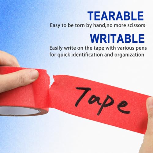 Image of Red Painters Tape - Red Masking Tape 2 Inch Wide - Multi-Surface, Smart Adhesion, Indoor & Outdoor - Paint Tape for DIY, Labeling, Art, Car, General Purpose - 90FT Total