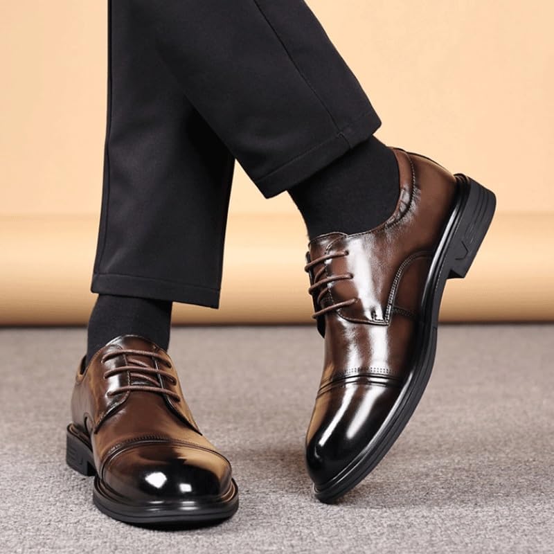 Men's Leather Low Heel Business Dress Shoes Classic Patent Leather Shoes for Men Casual Work Office Comfortable Business Shoes3