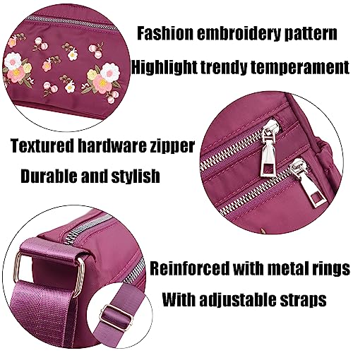 Women's Canvas Embroidery Floral Large Capacity Shoulder Bag,Fashion Elegant Adjustable Casual Anti Thief Bag 6