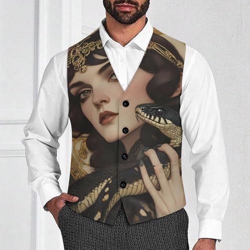Serpent-Goddesses-Snake Men's Suit Vests Business Formal Dress Vest V-Neck Waistcoat for Wedding Casual2