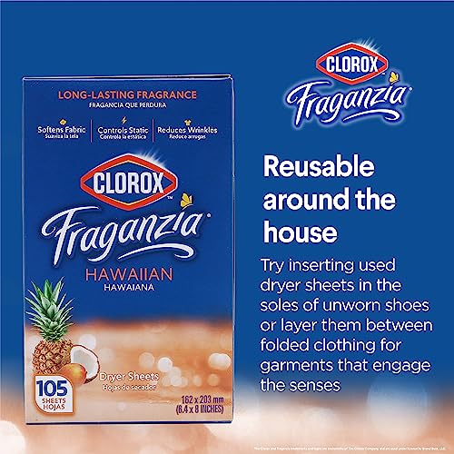 Clorox Fraganzia Fabric Softener Dryer Sheets, Hawaiian Escape, 105 Count - image 4