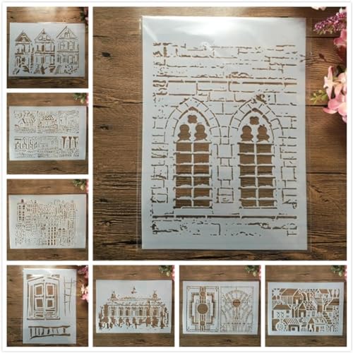 Plantillas reutilizables, 8 unidades, 11.42 x 8.27 pulgadas, plantillas de dibujo para ventanas de construcción, manualidades, pared, lienzo, muebles, álbumes de recortes, decoración del hogar