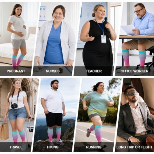 Image of Plus Size Compression Socks: Wide Calf for Women Men 20-30 mmHg