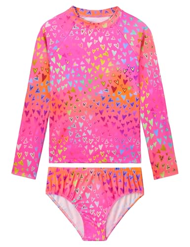 Image of Girls Rash Guard Swimsuit Two Pieces Adorable Swimswear Quick Dry Bathing Suit Long Sleeve