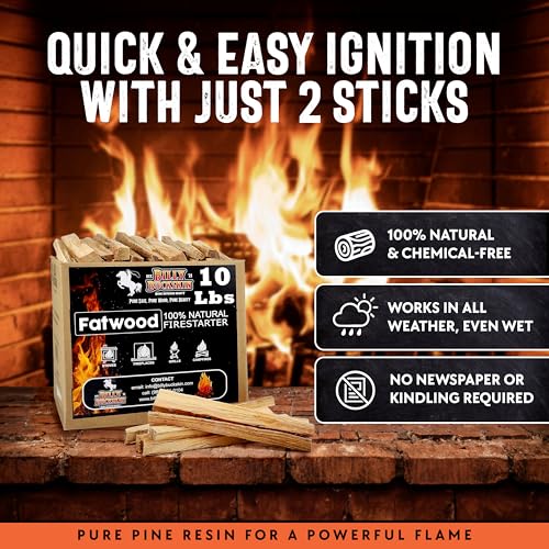 10lb Fatwood Fire Starter Sticks | 100% Natural Fire Starters for Campfires, Firepit, Fireplaces, BBQ, Wood Stoves | Easy Ignition w/Just 2 Sticks | Camping Essentials by Billy Buckskin (10lb Box) - Image 3