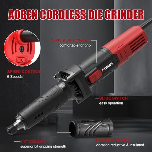 Image of AOBEN Power Die Grinder Tool with 6 Speed Control Max 30000RPM, Electric Straight Grinder Tool with 1 /4 inch Collet, Heavy-Duty for Metal Grinding, Polishing, Welding Repair