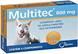 Vermífugo Syntec Multitec 800 mg para Cães até 10Kg - 4 Comprimidos