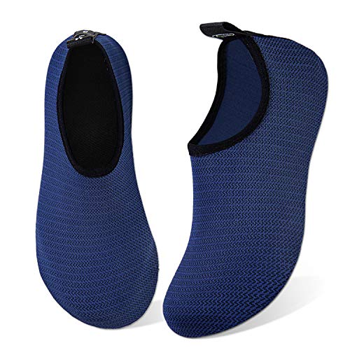 WateLves Water Shoes for Womens Mens Barefoot Quick-Dry Aqua Socks for Beach Swim Surf Yoga Exercise (N/Navy, 34/35)