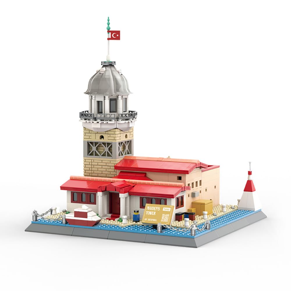 910Pcs Maiden's Tower Istanbul Turkey Building Blocks Toys Puzzle Set World Architecture Model Collection Creative for Kids Adults